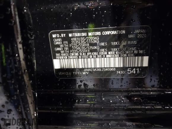 ✅ 2020 Mitsubishi Outlander ES • VIN: JA4AZ3A36LZ040968 • Lot: 42892140. Wystawiony na IAAI z przebiegiem 125 702 mil. Bezpłatny archiwum sprzedaży aukcyjnych z USA i szczegółowy raport historii pojazdu na DreamBid. Zdjęcie 9.