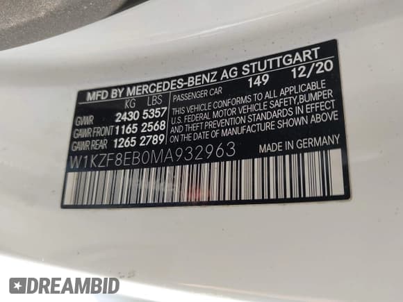 ✅ 2021 Mercedes-Benz E 350 • VIN: W1KZF8EB0MA932963 • Lot: 43086117. Wystawiony na IAAI z przebiegiem 48 139 mil. Bezpłatny archiwum sprzedaży aukcyjnych z USA i szczegółowy raport historii pojazdu na DreamBid. Zdjęcie 9.