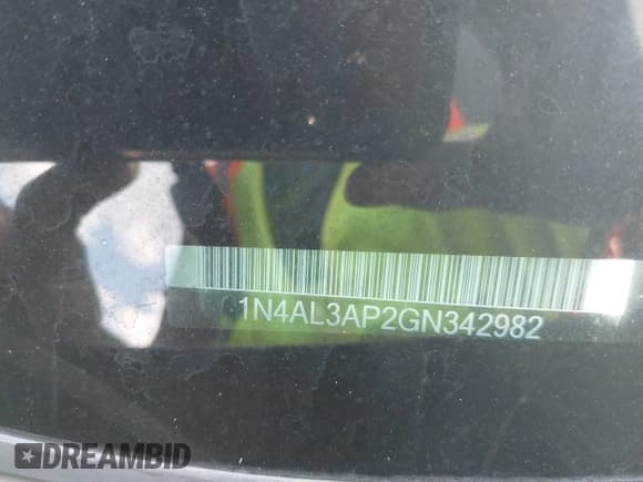 ✅ 2016 Nissan Altima S • VIN: 1N4AL3AP2GN342982 • Lot: 43166231. Listed on IAAI with 85,973 mi. Free auction sales archive from the USA and detailed vehicle history report at DreamBid. Image 9.