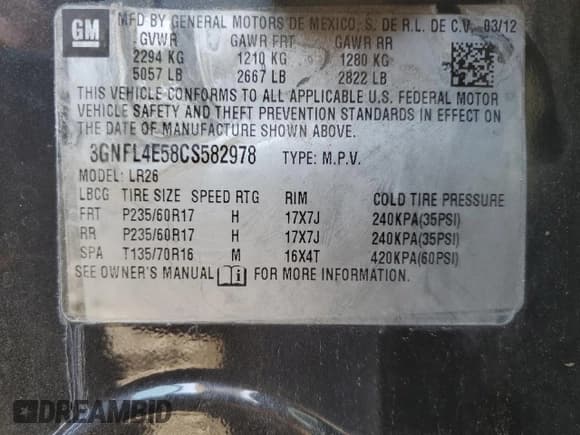 ✅ 2012 Chevrolet Captiva Sport LTZ • VIN: 3GNFL4E58CS582978 • Lot: 57459825. Wystawiony na Copart z przebiegiem 95 344 mil. Bezpłatny archiwum sprzedaży aukcyjnych z USA i szczegółowy raport historii pojazdu na DreamBid. Zdjęcie 13.