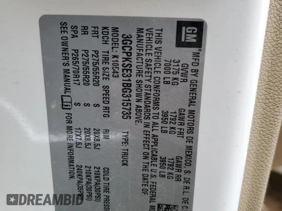 ✅ 2011 Chevrolet Silverado 1500 LT • VIN: 3GCPKSE31BG315735 • Lot: 68056974. Listed on Copart with 197,654 mi. Free auction sales archive from the USA and detailed vehicle history report at DreamBid. Image 12.