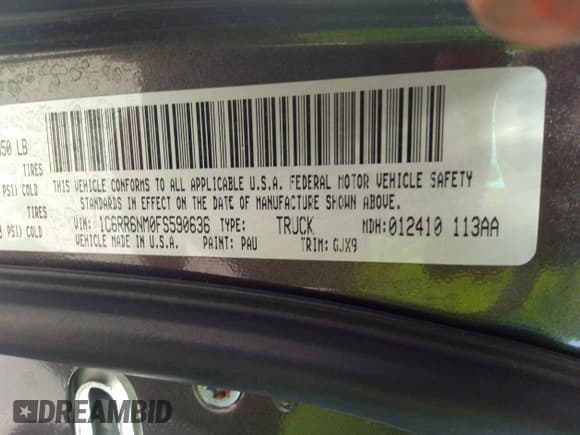 ✅ 2015 Ram 1500 Laramie • VIN: 1C6RR6NM0FS590636 • Lot: 37320388. Wystawiony na IAAI z przebiegiem 93 163 mil. Bezpłatny archiwum sprzedaży aukcyjnych z USA i szczegółowy raport historii pojazdu na DreamBid. Zdjęcie 9.