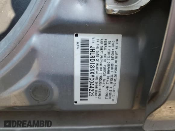 ✅ 2000 Honda CR-V LX • VIN: JHLRD184XYC044223 • Lot: 68554065. Listed on Copart with 268,200 mi. Free auction sales archive from the USA and detailed vehicle history report at DreamBid. Image 12.