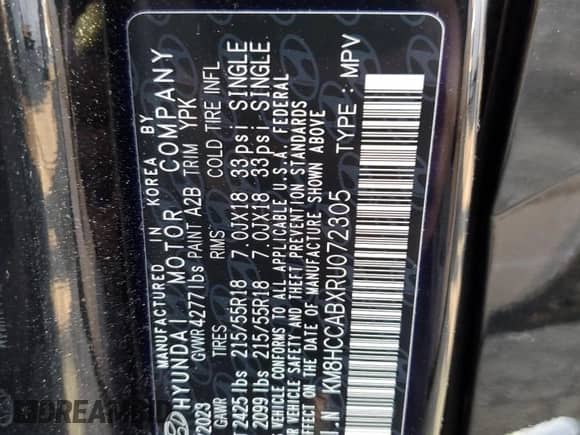 2024 Hyundai Kona SEL с VIN KM8HCCABXRU072305, выставлен на аукционе Copart как лот 41515255 с пробегом 6 744 миль миль и Списание • Salvage title. История ставок и продаж доступна на DreamBid. Изображение 13.