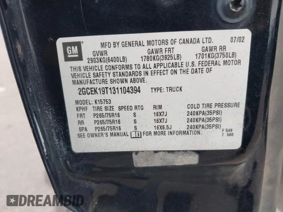 ✅ 2003 Chevrolet Silverado 1500 LS • VIN: 2GCEK19T131104394 • Лот: 43340732. Опубликован ранее на IAAI с пробегом 295 148 миль. Бесплатный доступ к архиву аукционных продаж из США и подробный отчёт об истории автомобиля на DreamBid. Изображение 9.