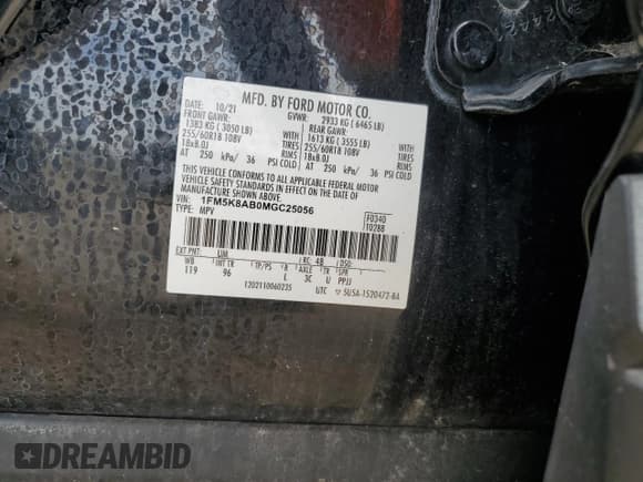 ✅ 2021 Ford Police Interceptor Utility • VIN: 1FM5K8AB0MGC25056 • Lot: 53846705. Wystawiony na Copart z przebiegiem 54 099 mil. Bezpłatny archiwum sprzedaży aukcyjnych z USA i szczegółowy raport historii pojazdu na DreamBid. Zdjęcie 14.