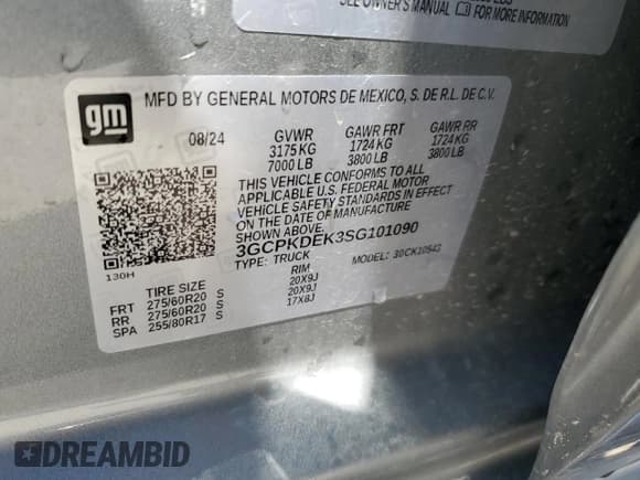 ✅ 2025 Chevrolet Silverado 1500 • VIN: 3GCPKDEK3SG101090 • Лот: 68226025. Опубликован ранее на Copart с пробегом 8 645 миль. Бесплатный доступ к архиву аукционных продаж из США и подробный отчёт об истории автомобиля на DreamBid. Изображение 13.