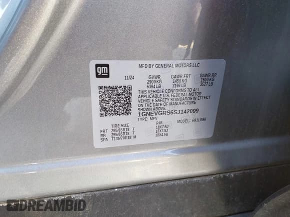 ✅ 2025 Chevrolet Traverse AWD LT • VIN: 1GNEVGRS6SJ142099 • Lot: 43632152. Listed on IAAI with 22,545 mi. Free auction sales archive from the USA and detailed vehicle history report at DreamBid. Image 9.