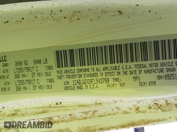 ✅ 2015 Jeep Wrangler Unlimited Sport • VIN: 1C4BJWDG9FL543788 • Lot: 42270418. Wystawiony na IAAI z przebiegiem 134 888 mil. Bezpłatny archiwum sprzedaży aukcyjnych z USA i szczegółowy raport historii pojazdu na DreamBid. Zdjęcie 9.