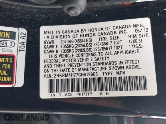 ✅ 2012 Honda CR-V EX-L • VIN: 2HKRM4H77CH619965 • Lot: 43684939. Listed on IAAI with 142,088 mi. Free auction sales archive from the USA and detailed vehicle history report at DreamBid. Image 9.