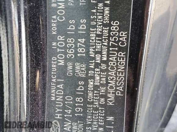 2010 Hyundai Accent GS с VIN KMHCM3AC8AU175386, выставлен на аукционе Copart как лот 75059904 с пробегом 155 025 миль миль и Списание • Salvage title. История ставок и продаж доступна на DreamBid. Изображение 12.