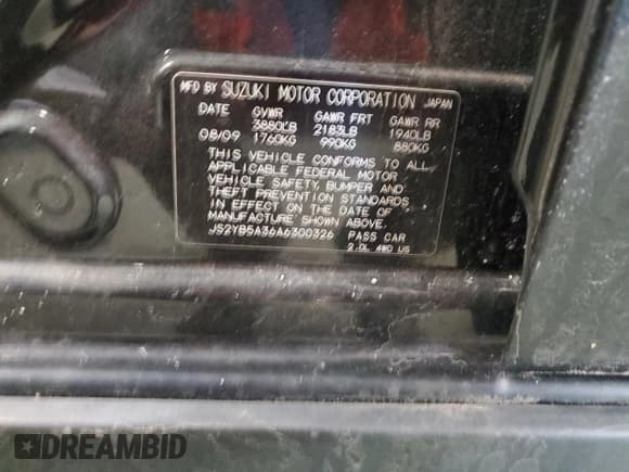 ✅ 2010 Suzuki SX4 • VIN: JS2YB5A36A6300326 • Lot: 84372804. Wystawiony na Copart z przebiegiem 51 036 mil. Bezpłatny archiwum sprzedaży aukcyjnych z USA i szczegółowy raport historii pojazdu na DreamBid. Zdjęcie 12.