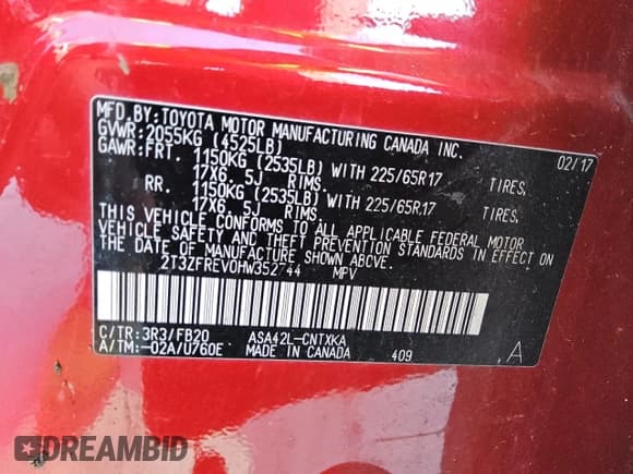 ✅ 2017 Toyota RAV4 LE • VIN: 2T3ZFREV0HW352744 • Лот: 90620755. Опубликован ранее на Copart с пробегом 85 294 миль. Бесплатный доступ к архиву аукционных продаж из США и подробный отчёт об истории автомобиля на DreamBid. Изображение 12.