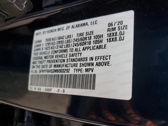 ✅ 2021 Honda Pilot EX-L • VIN: 5FNYF6H53MB003292 • Lot: 91077775. Listed on Copart with 103,677 mi. Free auction sales archive from the USA and detailed vehicle history report at DreamBid. Image 13.