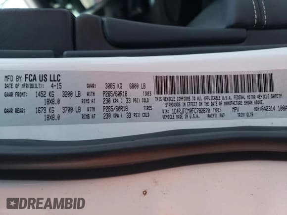 ✅ 2015 Jeep Grand Cherokee Overland • VIN: 1C4RJFCM0FC782670 • Lot: 45051815. Listed on Copart with 108,094 mi. Free auction sales archive from the USA and detailed vehicle history report at DreamBid. Image 13.