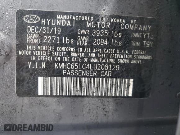 ✅ 2020 Hyundai Ioniq Blue • VIN: KMHC65LC4LU208129 • Lot: 43251995. Wystawiony na Copart z przebiegiem 205 461 mil. Bezpłatny archiwum sprzedaży aukcyjnych z USA i szczegółowy raport historii pojazdu na DreamBid. Zdjęcie 12.