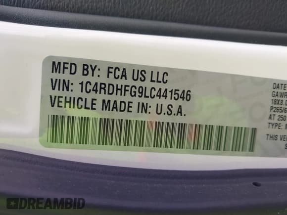 ✅ 2020 Dodge Durango Special Service • VIN: 1C4RDHFG9LC441546 • Lot: 41702276. Wystawiony na IAAI z przebiegiem 79 110 mil. Bezpłatny archiwum sprzedaży aukcyjnych z USA i szczegółowy raport historii pojazdu na DreamBid. Zdjęcie 9.