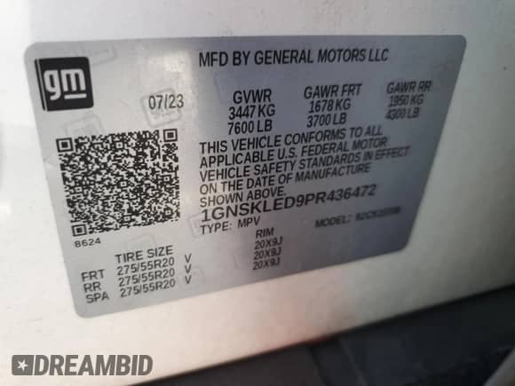 2023 Chevrolet Tahoe Commercial z VIN 1GNSKLED9PR436472, wystawiony jako Copart lot #64459875 z przebiegiem 20 741 mil mil oraz Szkoda całkowita • Salvage title. Historia ofert i sprzedaży dostępna na DreamBid. Obrazek 13.