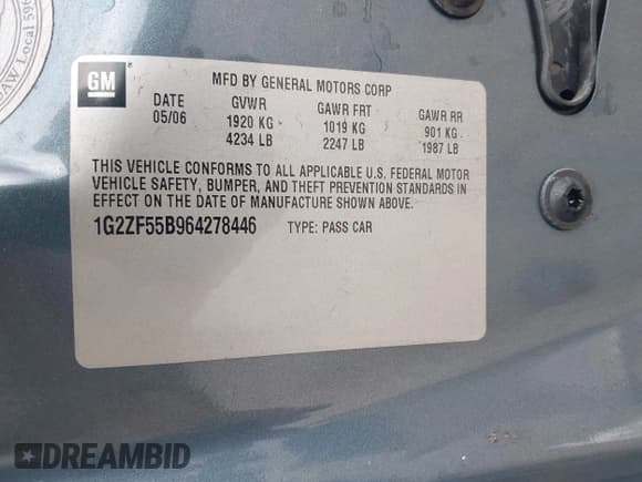 ✅ 2006 Pontiac G6 1SV • VIN: 1G2ZF55B964278446 • Lot: 42133165. Listed on IAAI with 188,288 mi. Free auction sales archive from the USA and detailed vehicle history report at DreamBid. Image 9.