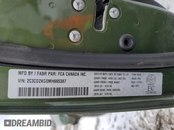 ✅ 2021 Dodge Challenger GT • VIN: 2C3CDZKG0MH665387 • Lot: 44317764. Wystawiony na Copart z przebiegiem 37 512 mil. Bezpłatny archiwum sprzedaży aukcyjnych z USA i szczegółowy raport historii pojazdu na DreamBid. Zdjęcie 13.