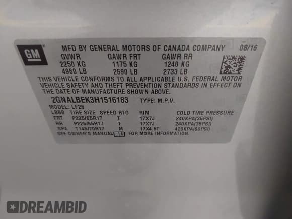 ✅ 2017 Chevrolet Equinox LS • VIN: 2GNALBEK3H1516183 • Лот: 43634058. Опубликован ранее на IAAI с пробегом 48 923 миль. Бесплатный доступ к архиву аукционных продаж из США и подробный отчёт об истории автомобиля на DreamBid. Изображение 9.