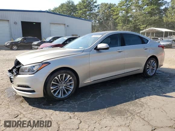 2015 Hyundai Genesis 3.8L z VIN KMHGN4JE6FU093847, wystawiony jako Copart lot #74959224 z przebiegiem 105 940 mil mil oraz Szkoda całkowita • Salvage title. Historia ofert i sprzedaży dostępna na DreamBid. Obrazek 1.