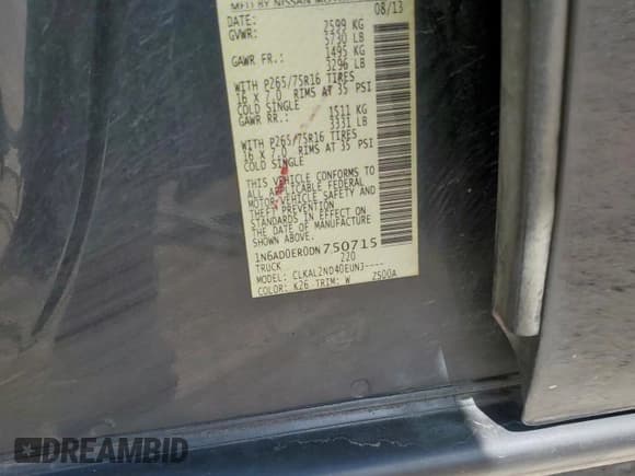 ✅ 2013 Nissan Frontier SL • VIN: 1N6AD0ER0DN750715 • Lot: 67605435. Wystawiony na Copart z przebiegiem 211 017 mil. Bezpłatny archiwum sprzedaży aukcyjnych z USA i szczegółowy raport historii pojazdu na DreamBid. Zdjęcie 12.