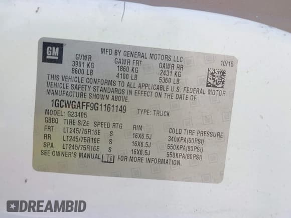 ✅ 2016 Chevrolet Express Cargo • VIN: 1GCWGAFF9G1161149 • Lot: 42892661. Listed on IAAI with 95,385 mi. Free auction sales archive from the USA and detailed vehicle history report at DreamBid. Image 9.