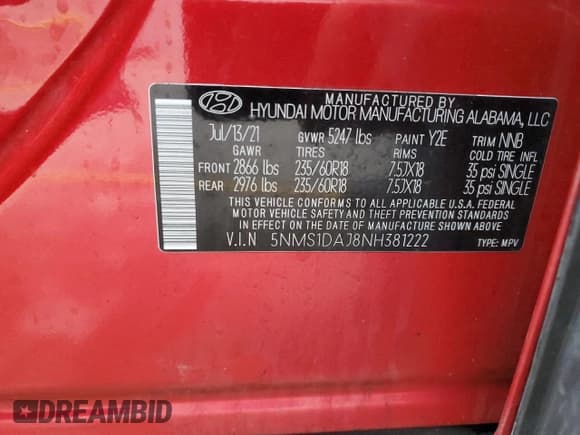 ✅ 2022 Hyundai Santa Fe SE • VIN: 5NMS1DAJ8NH381222 • Lot: 40746494. Wystawiony na Copart z przebiegiem 28 648 mil. Bezpłatny archiwum sprzedaży aukcyjnych z USA i szczegółowy raport historii pojazdu na DreamBid. Zdjęcie 14.