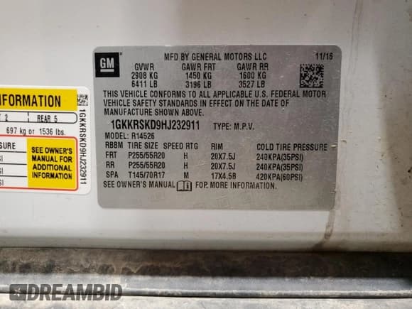 ✅ 2017 GMC Acadia Limited • VIN: 1GKKRSKD9HJ232911 • Lot: 44936765. Listed on Copart with 151,583 mi. Free auction sales archive from the USA and detailed vehicle history report at DreamBid. Image 15.