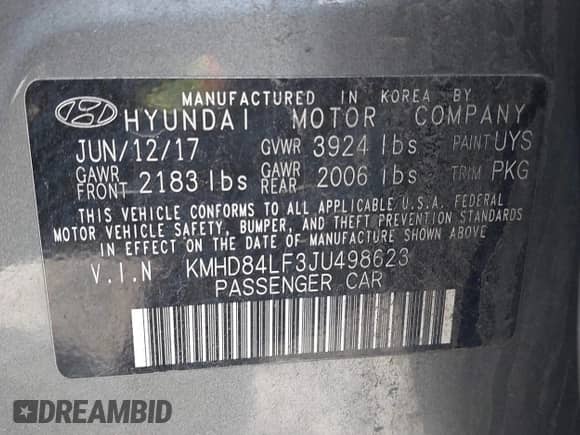 2018 Hyundai Elantra Value Edition with VIN KMHD84LF3JU498623, listed as a IAAI auction lot 42125426 with 139,751 mi miles and . Bid and sale history available at DreamBid. Image 9.