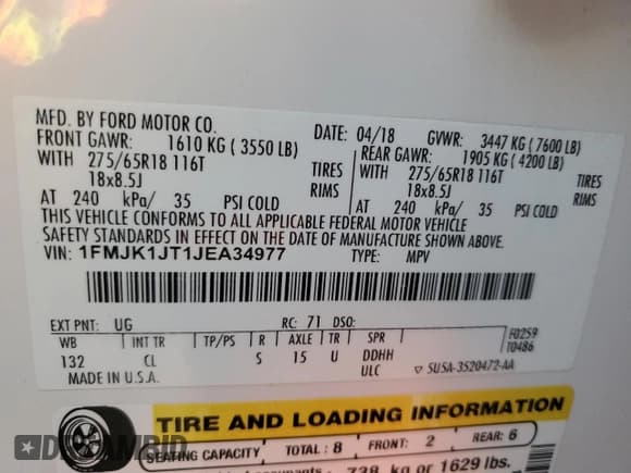 ✅ 2018 Ford Expedition Max XLT • VIN: 1FMJK1JT1JEA34977 • Лот: 65083335. Опубликован ранее на Copart с пробегом 64 234 миль. Бесплатный доступ к архиву аукционных продаж из США и подробный отчёт об истории автомобиля на DreamBid. Изображение 13.