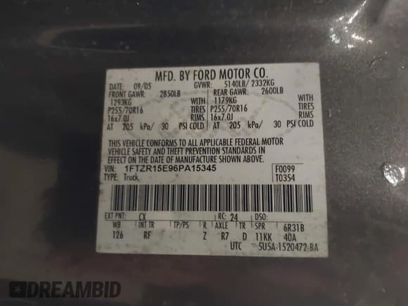 ✅ 2006 Ford Ranger XL • VIN: 1FTZR15E96PA15345 • Lot: 43024934. Listed on IAAI with 93,459 mi. Free auction sales archive from the USA and detailed vehicle history report at DreamBid. Image 9.