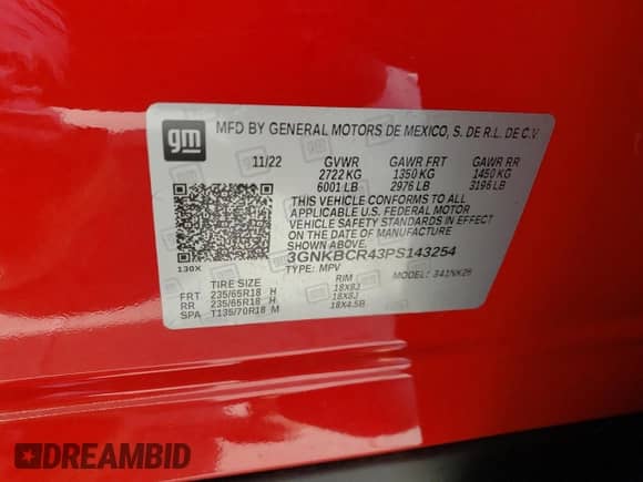 2023 Chevrolet Blazer LT z VIN 3GNKBCR43PS143254, wystawiony jako Copart lot #49320683 z przebiegiem 1 097 mil mil oraz . Historia ofert i sprzedaży dostępna na DreamBid. Obrazek 12.