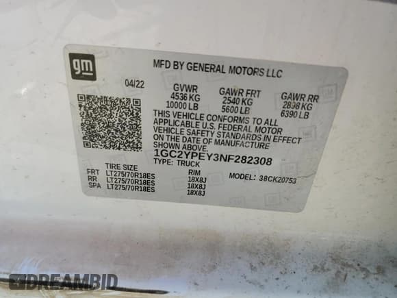 ✅ 2022 Chevrolet Silverado 2500HD • VIN: 1GC2YPEY3NF282308 • Lot: 85117865. Wystawiony na Copart z przebiegiem 186 322 mil. Bezpłatny archiwum sprzedaży aukcyjnych z USA i szczegółowy raport historii pojazdu na DreamBid. Zdjęcie 12.