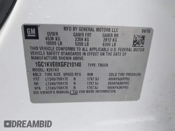 ✅ 2016 Chevrolet Silverado 2500HD LT • VIN: 1GC1KVE8XGF210140 • Лот: 41427651. Опубликован ранее на IAAI с пробегом 137 565 миль. Бесплатный доступ к архиву аукционных продаж из США и подробный отчёт об истории автомобиля на DreamBid. Изображение 9.