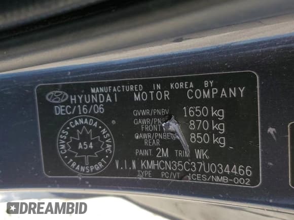 ✅ 2007 Hyundai Accent GS • VIN: KMHCN35C37U034466 • Лот: 67593075. Опубликован ранее на Copart с пробегом 63 778 миль. Бесплатный доступ к архиву аукционных продаж из США и подробный отчёт об истории автомобиля на DreamBid. Изображение 13.