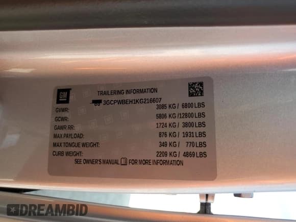 ✅ 2019 Chevrolet Silverado 1500 Custom • VIN: 3GCPWBEH1KG216607 • Lot: 73375864. Wystawiony na Copart z przebiegiem 66 475 mil. Bezpłatny archiwum sprzedaży aukcyjnych z USA i szczegółowy raport historii pojazdu na DreamBid. Zdjęcie 14.