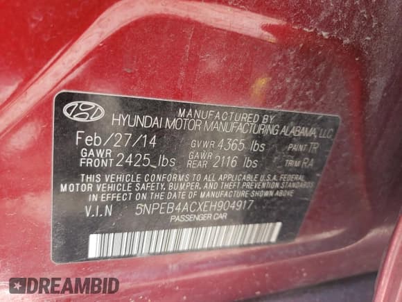 ✅ 2014 Hyundai Sonata GLS • VIN: 5NPEB4ACXEH904917 • Lot: 69838514. Wystawiony na Copart z przebiegiem 151 416 mil. Bezpłatny archiwum sprzedaży aukcyjnych z USA i szczegółowy raport historii pojazdu na DreamBid. Zdjęcie 12.