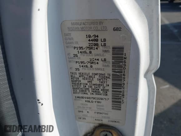 ✅ 1995 Nissan Frontier XE • VIN: 1N6SD16S7SC320717 • Lot: 43926875. Listed on IAAI with 415,090 mi. Free auction sales archive from the USA and detailed vehicle history report at DreamBid. Image 9.