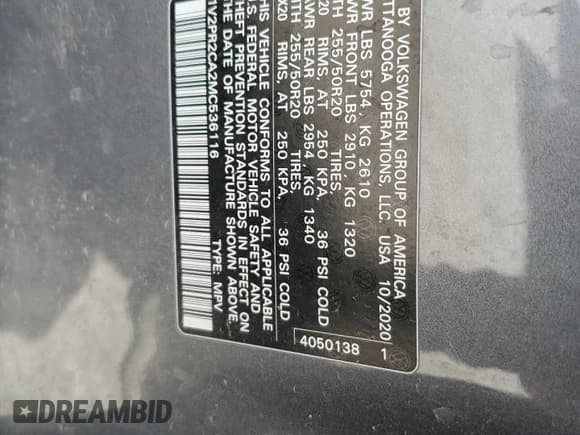 ✅ 2021 Volkswagen Atlas SE • VIN: 1V2PR2CA2MC536116 • Лот: 65974065. Опубликован ранее на Copart с пробегом 44 893 миль. Бесплатный доступ к архиву аукционных продаж из США и подробный отчёт об истории автомобиля на DreamBid. Изображение 13.