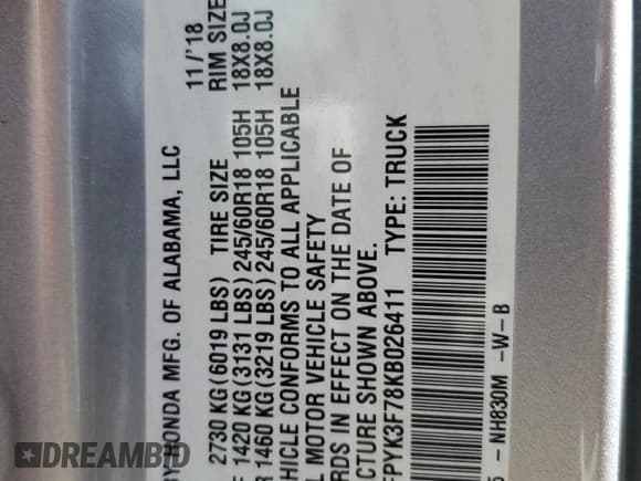 ✅ 2019 Honda Ridgeline RTL-E • VIN: 5FPYK3F78KB026411 • Лот: 86253225. Опубликован ранее на Copart с пробегом 119 615 миль. Бесплатный доступ к архиву аукционных продаж из США и подробный отчёт об истории автомобиля на DreamBid. Изображение 12.