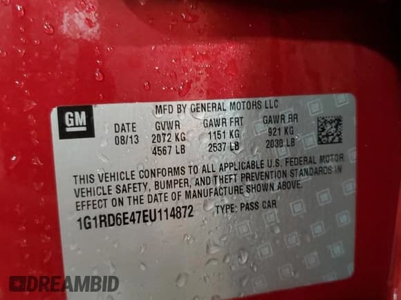 ✅ 2014 Chevrolet Volt • VIN: 1G1RD6E47EU114872 • Lot: 73417254. Wystawiony na Copart z przebiegiem 97 137 mil. Bezpłatny archiwum sprzedaży aukcyjnych z USA i szczegółowy raport historii pojazdu na DreamBid. Zdjęcie 14.