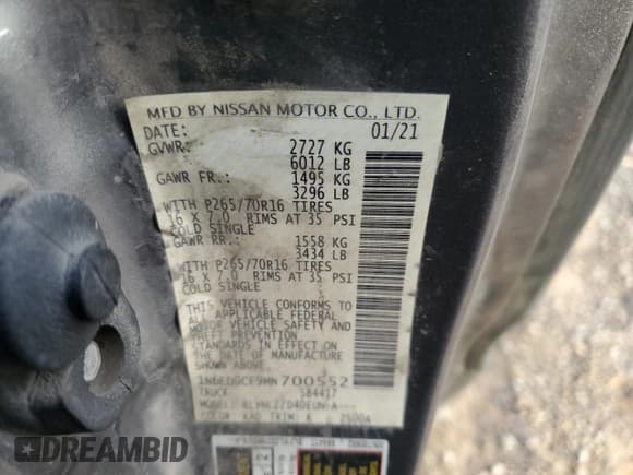 ✅ 2021 Nissan Frontier SV • VIN: 1N6ED0CF9MN700552 • Лот: 86245315. Опубликован ранее на Copart с пробегом 50 498 миль. Бесплатный доступ к архиву аукционных продаж из США и подробный отчёт об истории автомобиля на DreamBid. Изображение 12.