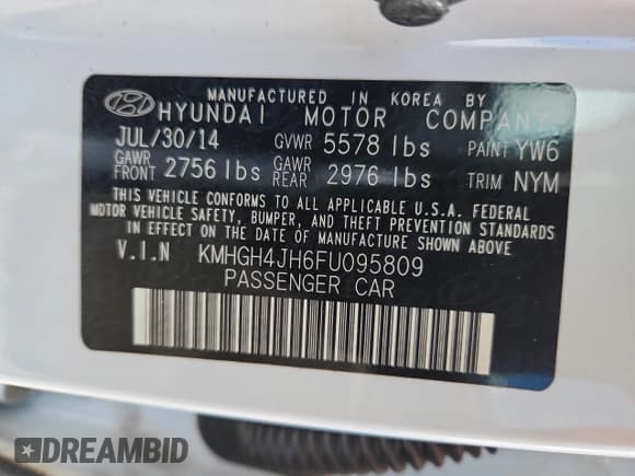 ✅ 2015 Hyundai Equus Signature • VIN: KMHGH4JH6FU095809 • Lot: 81648325. Listed on Copart with 103,309 mi. Free auction sales archive from the USA and detailed vehicle history report at DreamBid. Image 13.