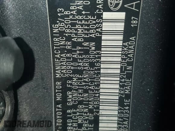 ✅ 2013 Toyota Corolla S • VIN: 2T1BU4EE1DC116313 • Lot: 93218555. Wystawiony na Copart z przebiegiem 239 896 mil. Bezpłatny archiwum sprzedaży aukcyjnych z USA i szczegółowy raport historii pojazdu na DreamBid. Zdjęcie 12.