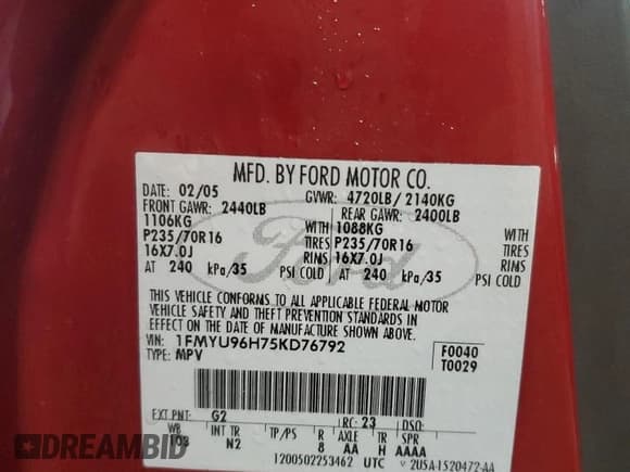 ✅ 2005 Ford Escape Hybrid • VIN: 1FMYU96H75KD76792 • Lot: 66097344. Listed on Copart with 227,214 mi. Free auction sales archive from the USA and detailed vehicle history report at DreamBid. Image 14.