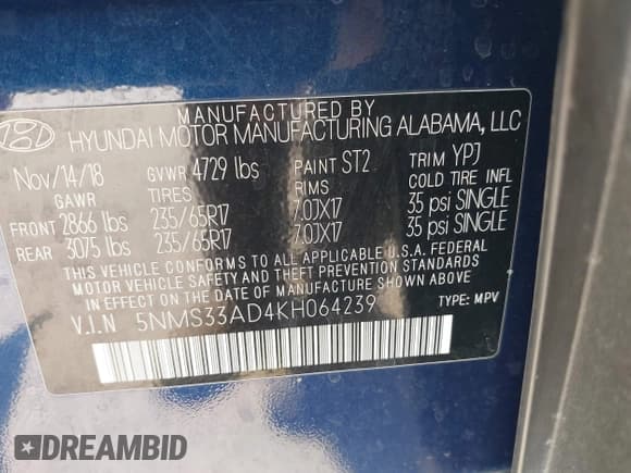 ✅ 2019 Hyundai Santa Fe SEL Plus • VIN: 5NMS33AD4KH064239 • Лот: 43142101. Опубликован ранее на IAAI с пробегом 117 811 миль. Бесплатный доступ к архиву аукционных продаж из США и подробный отчёт об истории автомобиля на DreamBid. Изображение 9.