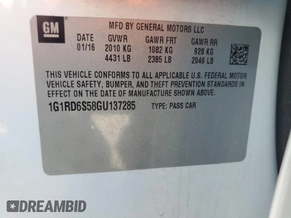 ✅ 2016 Chevrolet Volt Premier • VIN: 1G1RD6S58GU137285 • Lot: 73860204. Wystawiony na Copart z przebiegiem 35 413 mil. Bezpłatny archiwum sprzedaży aukcyjnych z USA i szczegółowy raport historii pojazdu na DreamBid. Zdjęcie 12.