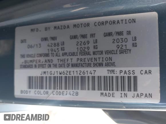 ✅ 2014 Mazda 6 i Grand Touring • VIN: JM1GJ1W62E1126147 • Lot: 43697289. Listed on IAAI with 140,014 mi. Free auction sales archive from the USA and detailed vehicle history report at DreamBid. Image 9.